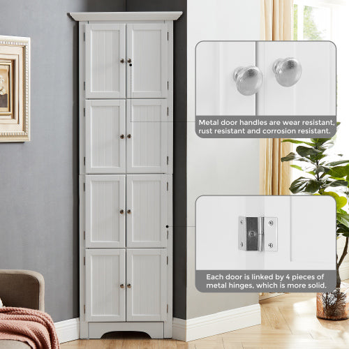 Hoëbergkas Met Deur En 4 Rakke, Geskik Vir Sitkamer, Kombuis, Kantoor, Slaapkamer, Badkamer, Moderne Styl, Wit