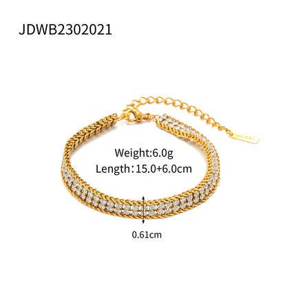 18K Goud Dubbellaag Wit Sirkon Armband