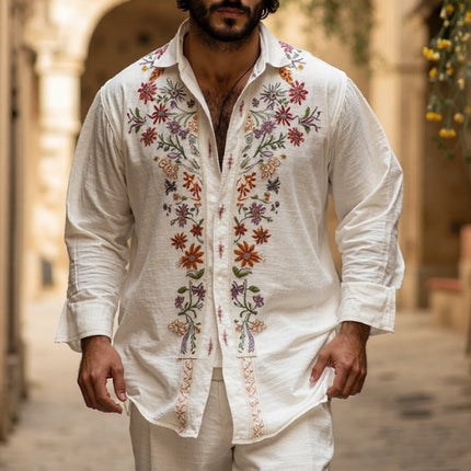 Retro Style 3D Printed Long Sleeve Summer Men