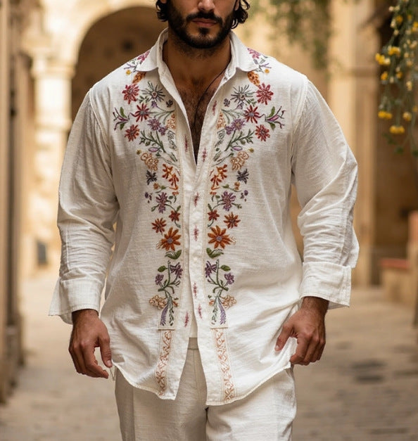 Retro Style 3D Printed Long Sleeve Summer Men