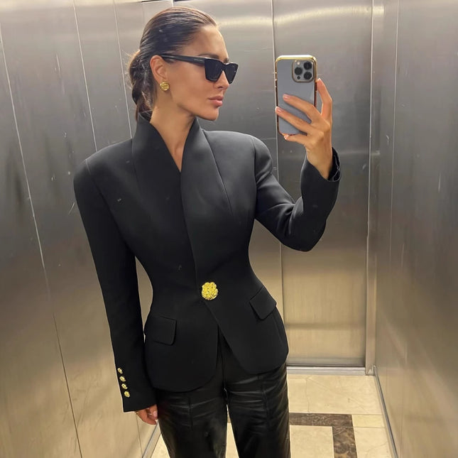 Advanced Slim Fit Small Business Suit Coat Metal Buckle