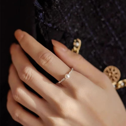 S925 Sterling Silwer Veelsydige En Elegante Ring Met Klein Krale En Verstelbare Opening