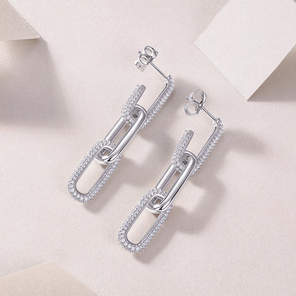 Top-quality Moissanite Luxury And Fashionable Light Luxury Jewelry Silver Stud Earrings S925 Silver Plated Platinum