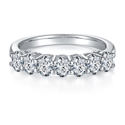 A Luxurious And Fashionable Light Luxury Jewelry Silver Ring Set With Top-quality Moissanite, S925 Silver Plated With Platinum