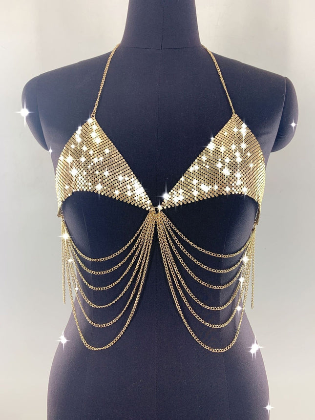 Sequined Tube Top Halterneck Vest