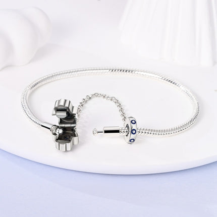 Koperbedekte Silwer Kruis Slangskakelarmband
