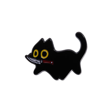 Personalized Cartoon Mini Black Kitten Brooch