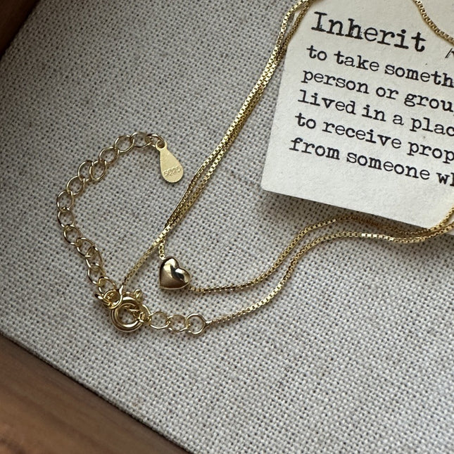 S925 Sterling Silwer Koreaanse Styl Nis Ontwerp Mini Hart Sleutelbeen Halssnoer