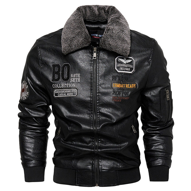 Foreign Trade New Men's Casual Fashion Leather Slim Fit Leather Jacket Coat