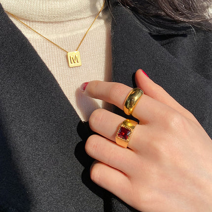 Vintage Ruby Chic Exaggerated Stacking Rings