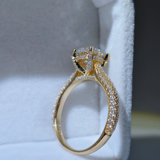 Modieuse Kopergeplateerde Moissanite Diamantring