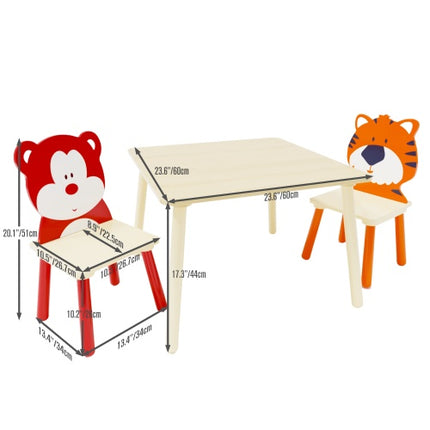 Massiewe Hout Kindertafelstel Met 2 Stoele