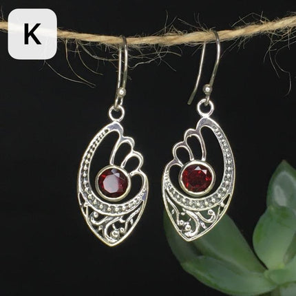 Sterling Silwer Natuurlike Kristalle Vintage Etniese Feetjie Druppeloorbelle