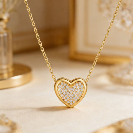 Dubbele Hart Moissanite Halssnoer Vroue Sleutelbeenketting Met Hanger