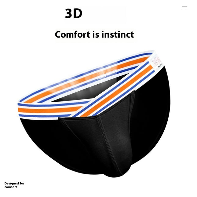 Solid Color High Fork Low Waist Briefs Full Package Hip Bulge