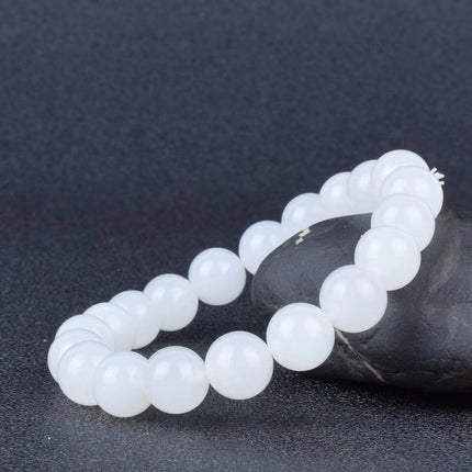 Hotan Wit Jade Bokvet Ronde Krale Armband