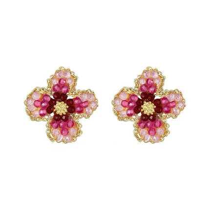 Full Diamond Flower Stud Earrings Women's High-grade Earrings All-match And Sweet Girly And Fashion Trendy Earrings