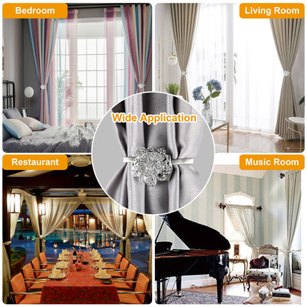 2 Pakke Magnetiese Gordynterugbinders Rekbare Blomgordynhouders Dekoratiewe Vensterbehangselklem Vir Sitkamer Restaurant Woonstel