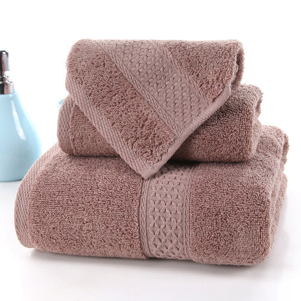 Langvesel Katoen Drie-stuk Stel Handdoeke Vierkantige Serp Jacquard Absorberende Gesighanddoek