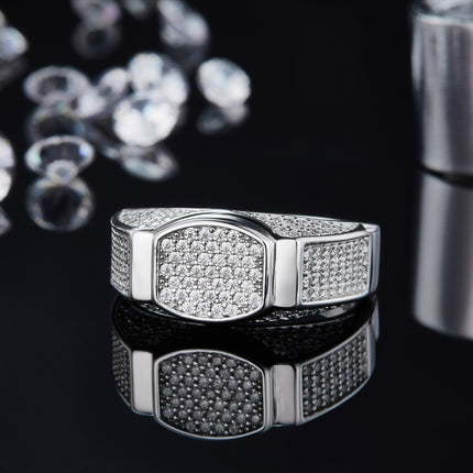 Mans se Luukse En Modieuse Ligte Luukse Juweliersware Silwer Ring S925 Silwer-geplateerde Platinum Versier Met Topgehalte Moissanite
