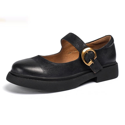 Vintage Mary Jane Dames Klein Leer Skoeisel Met Gespe