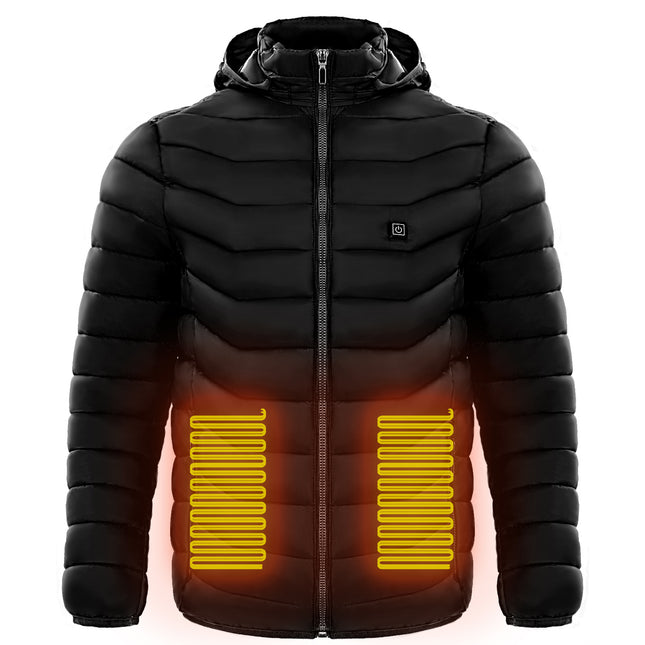 Men Heated Puffer Jacket Electric Heating Coat Insulated Hood Windbreaker