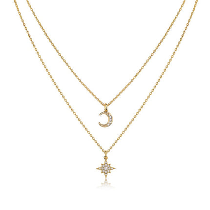 Gegraveer Met Topgehalte Moissanite, Sluit Hierdie Luukse En Modieuse Minimalistiese Juwelierswarestel 'n Halssnoerhanger, 'n Kraagketting, En S925 Silwer Wat Met Goud Elektroplateer Is, In.
