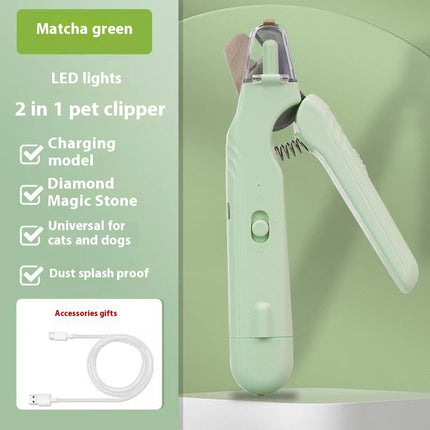 Pet Led Nail Clippers Type-c Rechargeable Nail Polish Scissors Two-in-one