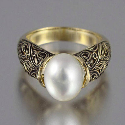 Inlaid Synthetic Pearl Ring Womens Style