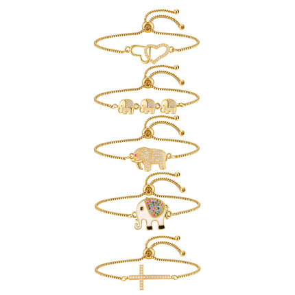 Copper Bangle With Inlays Colorful Resin-coated Zircons Exquisite Design Adjustable Size