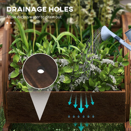 Houtwa-planterboks, 3-vlak verhoogde tuinbed, vir groente, blomme, kruie
