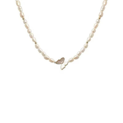 Light Luxury Shell And Butterfly Necklace Sophisticated & Elegant