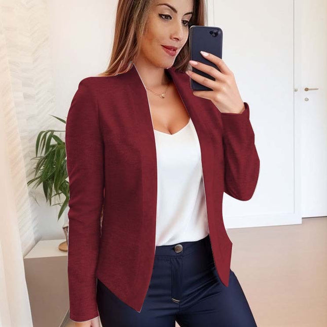 Long Sleeve Solid Color Casual Jacket Women