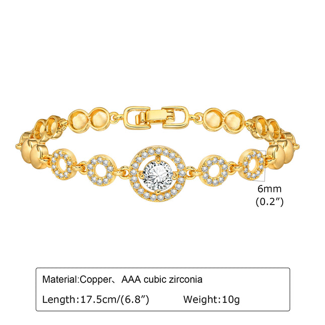 Womens Zircon Flower Heart-Shaped Round Bracelet