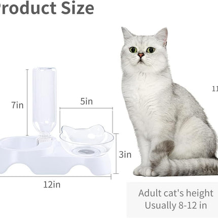 Double Dog Cat Bowls Pets Water And Food Bowl Set 15 Tilted Water And Food Bowl Set With Automatic Waterer Bottle For Small Or Medium Size Dogs Cats