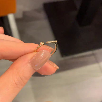 Silwer Sirkoon Vintage Persoonlikheidsring Vir Vroue, Pragtige Wysvingerring, Verstelbare Oop Ring Nuwerwets