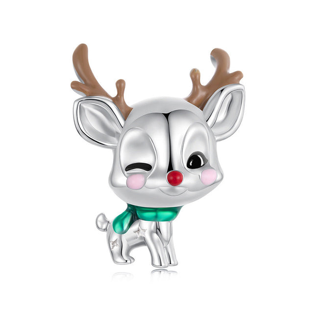 Oorspronklike Kersfees-eland S925 Sterling Silwer Krale