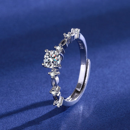 Elegante 1ct Gesimuleerde Moissanite Ses-Punt Ring Luukse Troujuweliersware Vir Vroue