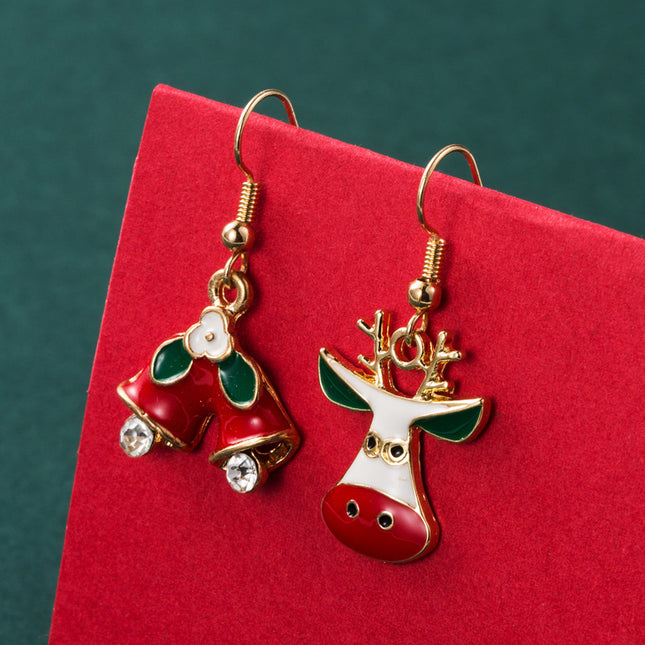 New  Series Asymmetric Christmas Tree Snowflake Earrings