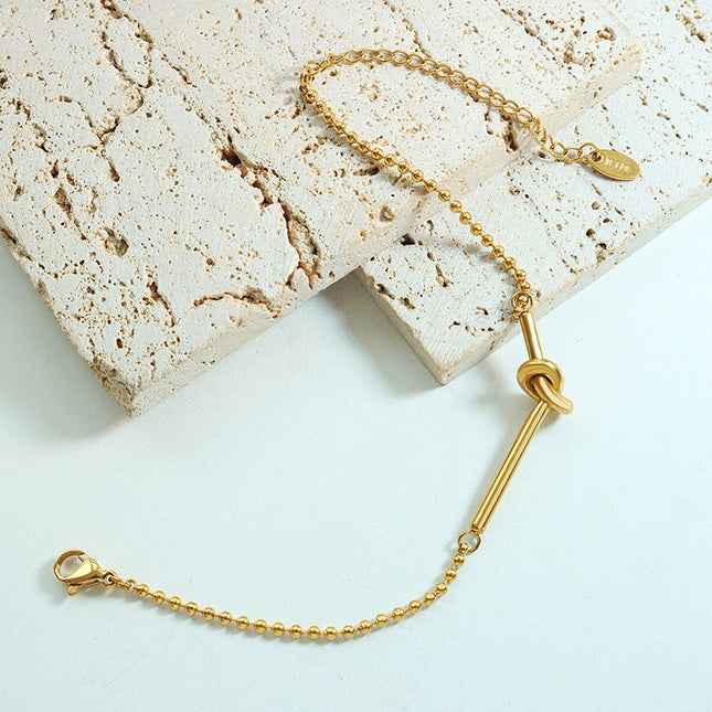 Small Lucky Heart-shaped Knotted Bead Necklace Mini Bracelet