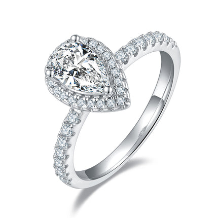 Peer-vormige Moissanite-stel Met Topgehalte Moissanite Luukse En Modieuse Ligte Luukse Juweliersware Silwerring S925 Silwer Elektroplateer Met Platinum