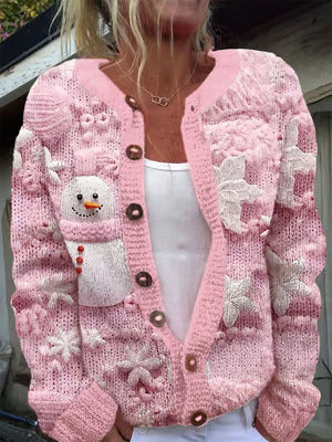 Cardigan Sweater Coat Single Row Button Sweater Printing