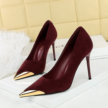 Dames Stiletto Suede Puntige Luiperddruk Hoëhakskoene