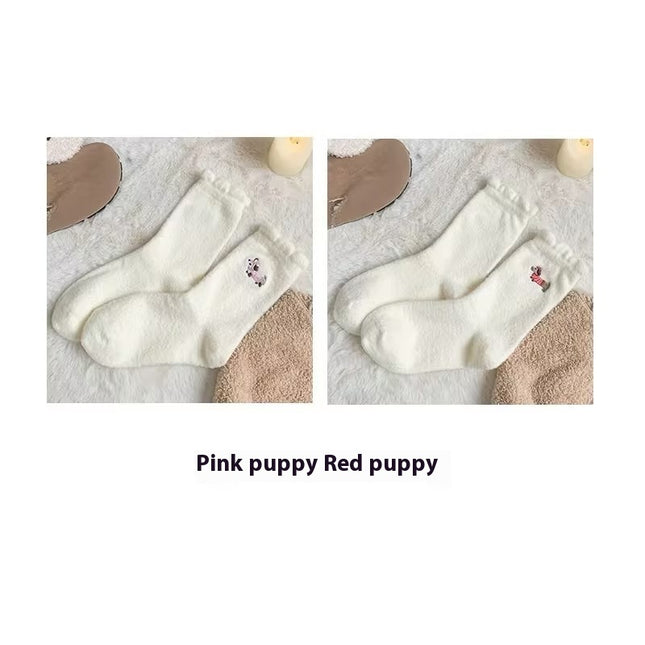 Cute Cartoon Fleece Lined Padded Warm Keeping Winter Socks