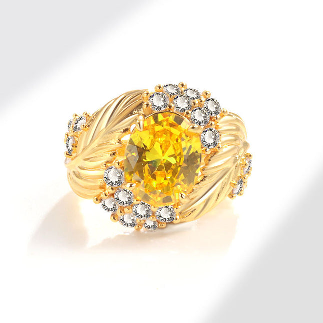 Twilight Yellow Gem Leaves Ring