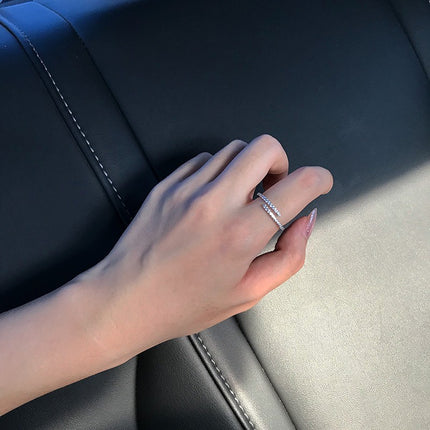 Silwer Sirkoon Vintage Persoonlikheidsring Vir Vroue, Pragtige Wysvingerring, Verstelbare Oop Ring Nuwerwets