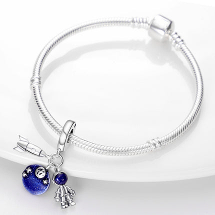 Ruimtereis Kopergeplateerde Silwer Selfdoen-Armband Kraletjie-Hanger