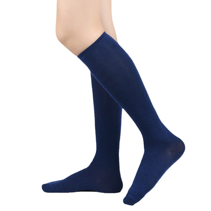 Black Cotton Knee-length Stripes Calf Socks