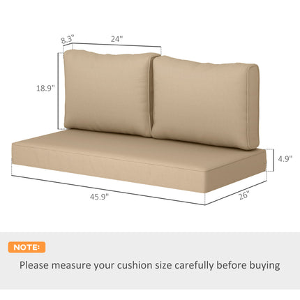 2-sitplek Patio Meubel Kussings, 46x26x5 duim, Dik Buitelug Liefdesitplek Kussingstel met Verwyderbare Oortreksel, Vervaagbestande Vervangingskussings vir Buitelugmeubels, Bank, Rusbank, Swaai, Beige