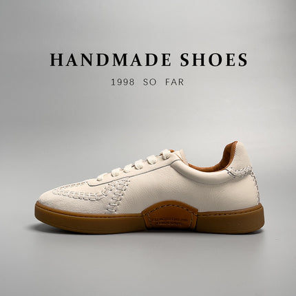 Baseball Low-cut Genuine Leather Sneakers Men's White Shoes